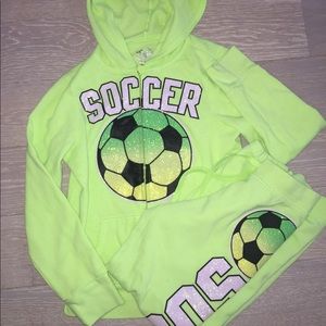 Justice.  Soccer sweatshirt and sweatpants. Size 8